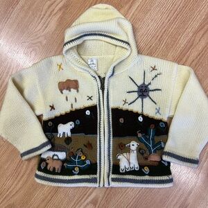 Tejidos Quichua E.S. Cream Knit Cardigan Zip up Sweater